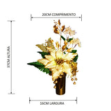 Arranjo de Natal Off White - Luxo -  Off White e Dourado - 37cmX20cm