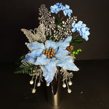 Arranjo de Natal Azul - Luxo - Azul e Prata -37cmX20cm