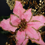 Arranjo de Natal Rosa - Luxo - Rosa e Dourado - 37cmX20cm