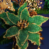 Arranjo de Natal Verde - Luxo - Verde e Dourado - 37cmX20cm