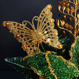 Arranjo de Natal Verde - Luxo - Verde e Dourado - 37cmX20cm