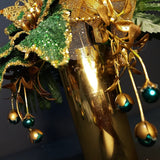 Arranjo de Natal Verde - Luxo - Verde e Dourado - 37cmX20cm