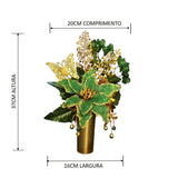 Arranjo de Natal Verde - Luxo - Verde e Dourado - 37cmX20cm