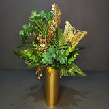 Arranjo de Natal Verde - Luxo - Verde e Dourado - 37cmX20cm
