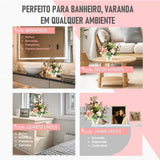 Mini Arranjo de Flores Premium - 21X20cm 🌸 Decoração de Sala Escritório Casamento Presente Sofisticado
