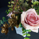 Mini Arranjo de Flores Luxo – Rosa e Dourado - 21X20cm