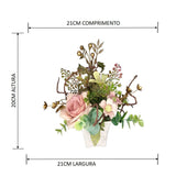 Mini Arranjo de Flores Luxo – Rosa e Dourado - 21X20cm