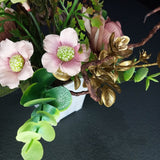 Mini Arranjo de Flores Luxo – Rosa e Dourado - 21X20cm