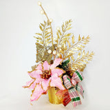 Arranjo de Natal Gold - Dourado e Rosa suave - 34X22cm