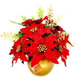 Arranjo de Natal Luxo | Vermelho e Dourado - 40X35cm