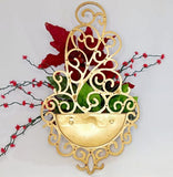 Arandela de Natal Bico de Papagaio - Luxo | Vermelho - 40X25cm - MarketFlor