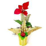 Arranjo de Natal Gold | Dourado & Vermelho - 32X24cm - MarketFlor