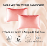 Fronha de Cetim para Cabelo e Pele Luxo Seda Anti Frizz Alto Brilho – Kit com 4 Fronhas Marsala e Rosa