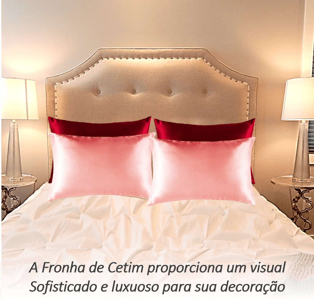 Fronha de Cetim para Cabelo e Pele Luxo Seda Anti Frizz Alto Brilho – Kit com 4 Fronhas Marsala e Rosa