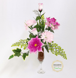 Arranjo de Flores na Taça - Dália Fúcsia - 30X50cm - MarketFlor